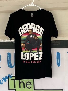 George Lopez Black Graphic Tee - "El Mas Chingon" size Small